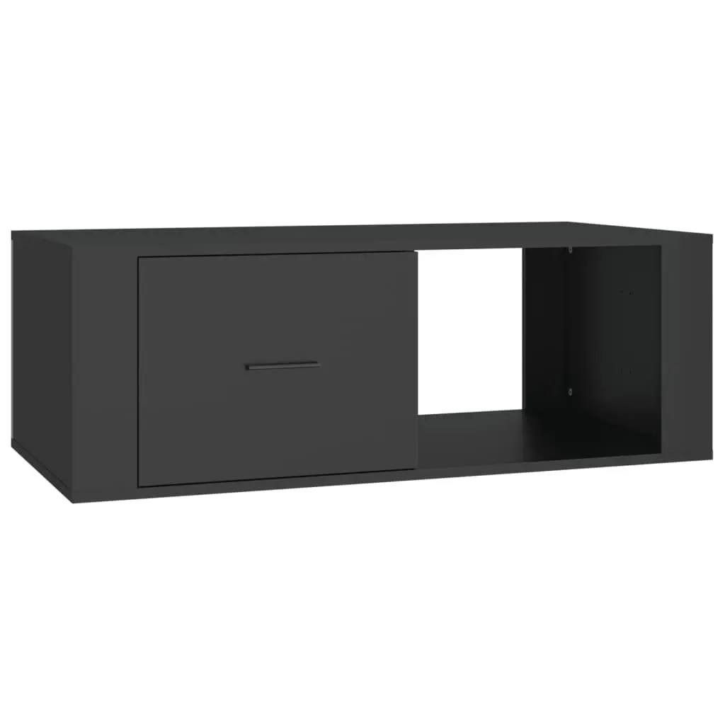 Black Coffee Table with Storage Drawer and Open Compartment Engineered Wood 100x50.5x35cm Living Room Furniture