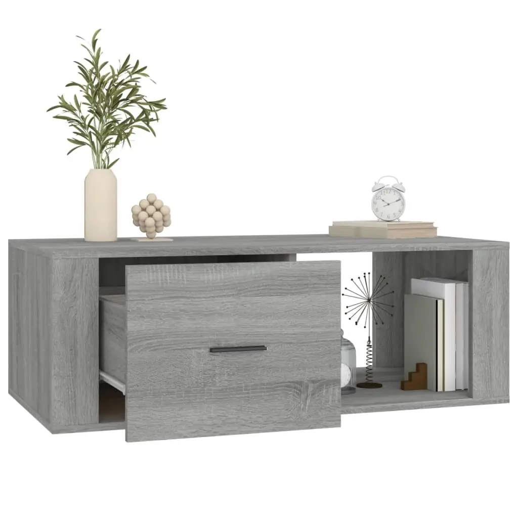 Coffee Table Grey Engineered Wood Living Room Accent Table Drawer Storage