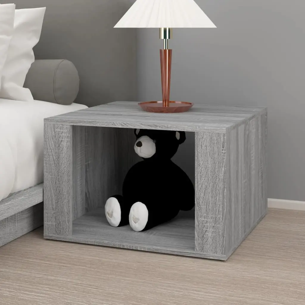 Grey Bedside Table Engineered Wood Nightstand Storage Furniture 57x55x36cm