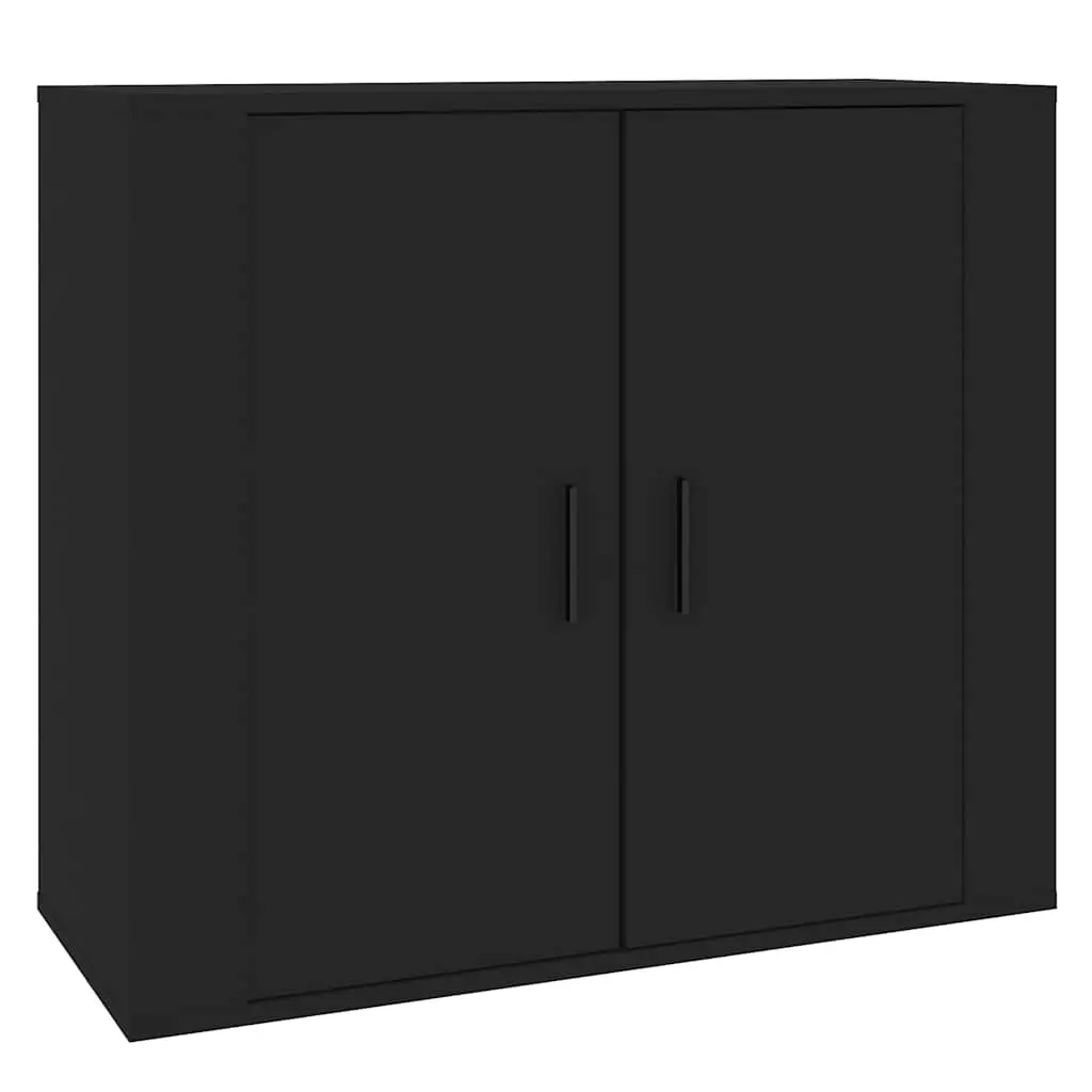 Black Storage Cabinet Sideboard Engineered Wood 80x33x70 cm with Doors