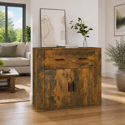 Compact Brown Storage Sideboard with Multiple Features