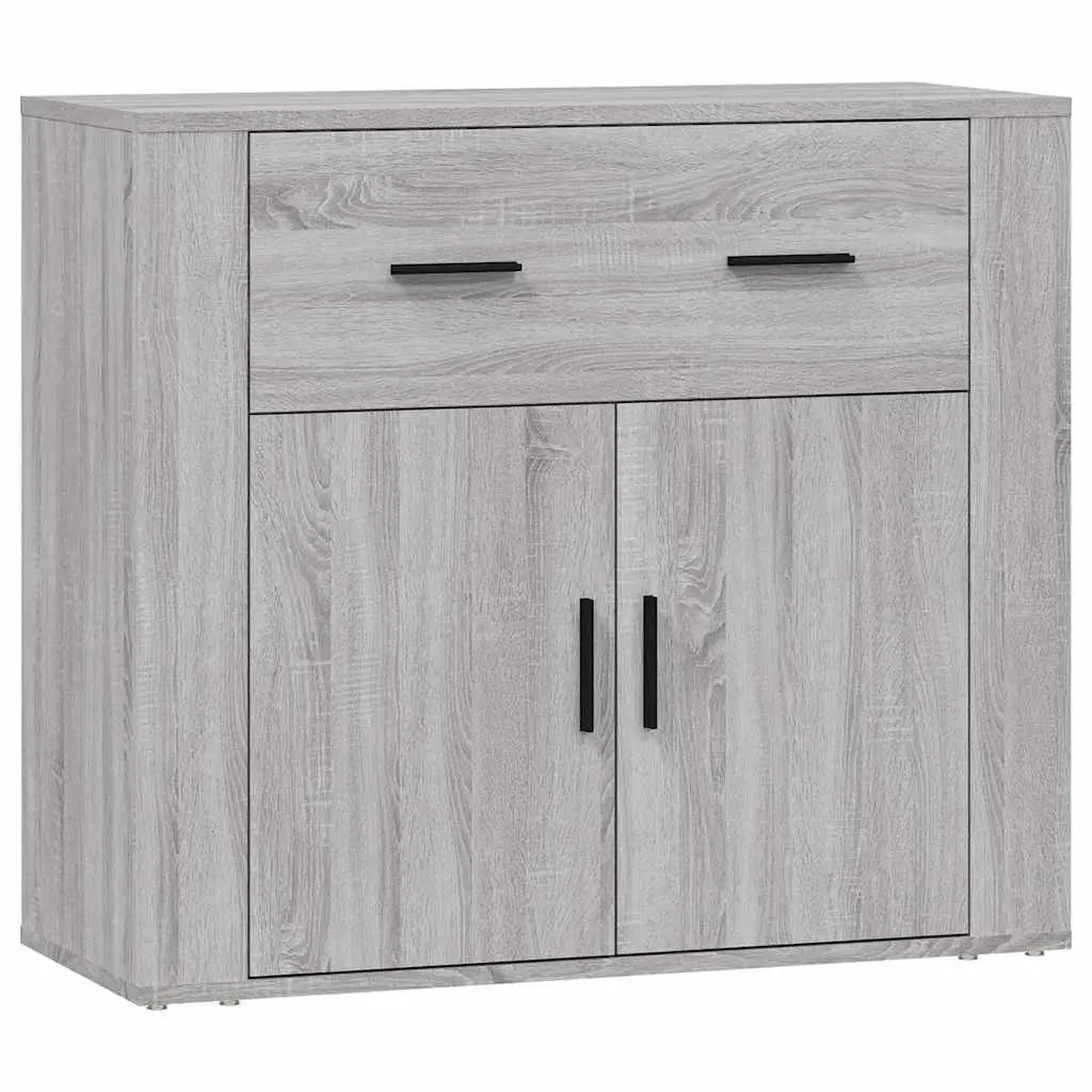Grey Storage Sideboard Cabinet 80x33x70cm Engineered Wood Multiple Drawers Doors