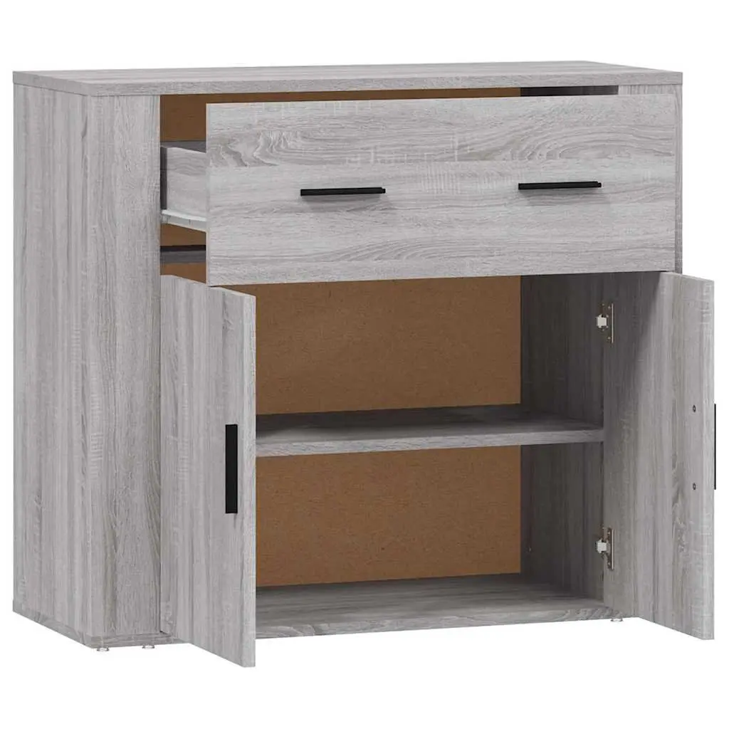 Grey Storage Sideboard Cabinet 80x33x70cm Engineered Wood Multiple Drawers Doors