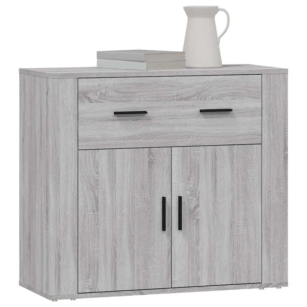 Grey Storage Sideboard Cabinet 80x33x70cm Engineered Wood Multiple Drawers Doors