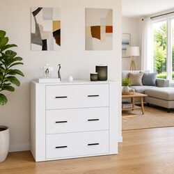 White Sideboard Cabinet with 3 Drawers