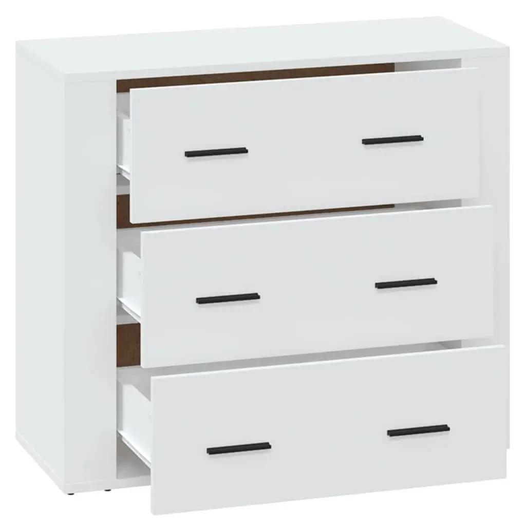 Sideboard Cabinet White 80x33x70cm Engineered Wood 3 Drawers
