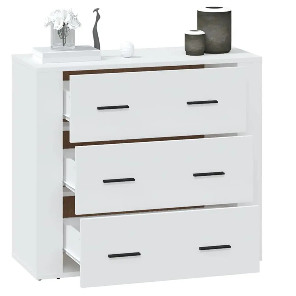 Sideboard Cabinet White 80x33x70cm Engineered Wood 3 Drawers