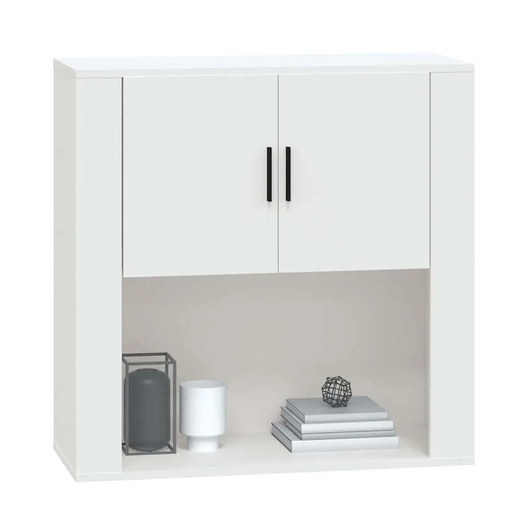 Engineered Wood Wall Cabinet 80x33x80cm White Storage Organiser Mounted
