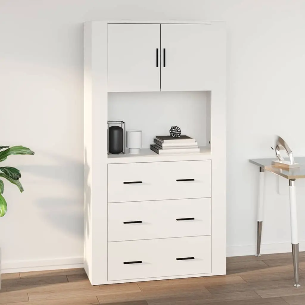 Engineered Wood Wall Cabinet 80x33x80cm White Storage Organiser Mounted