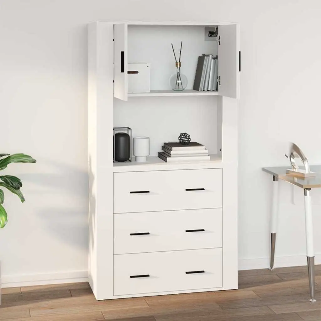 Engineered Wood Wall Cabinet 80x33x80cm White Storage Organiser Mounted