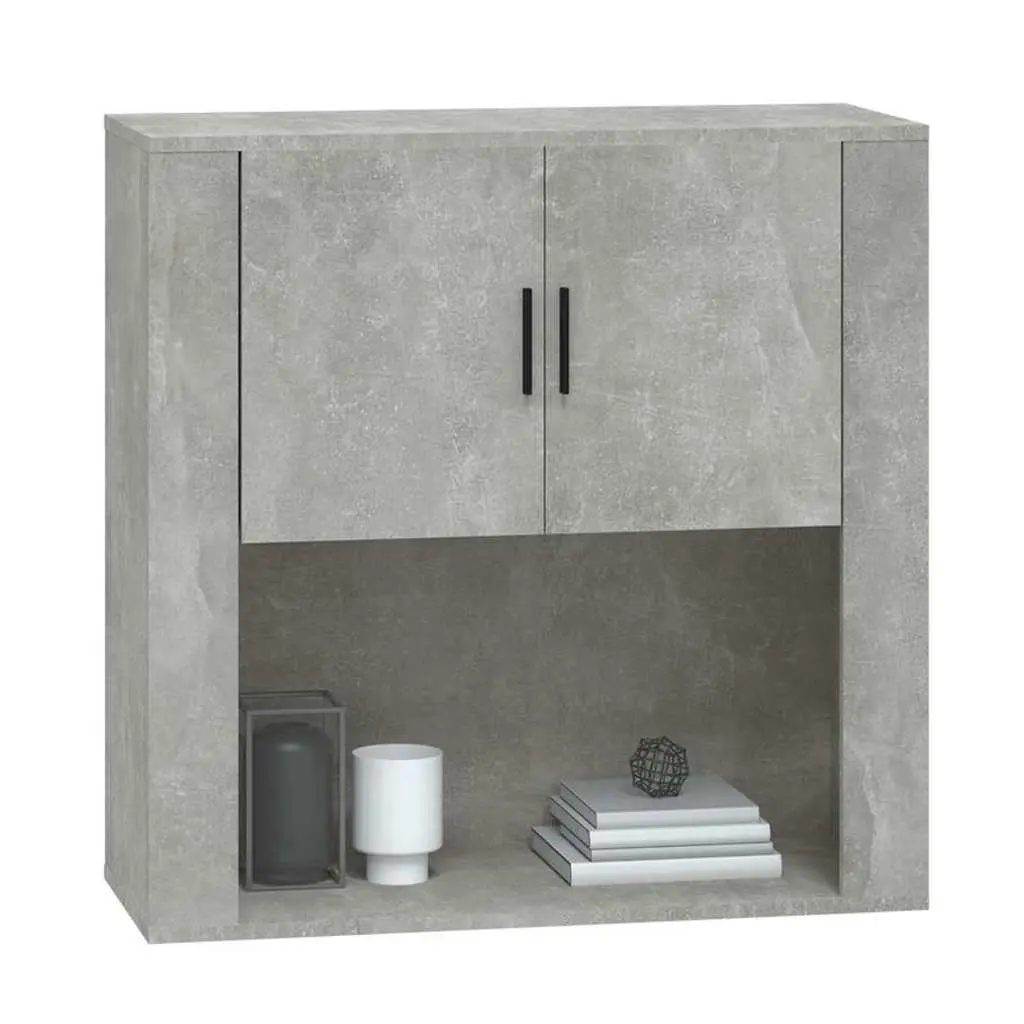 Wall Cabinet Grey Engineered Wood 80x33x80 cm Wall-mounted Storage Organiser