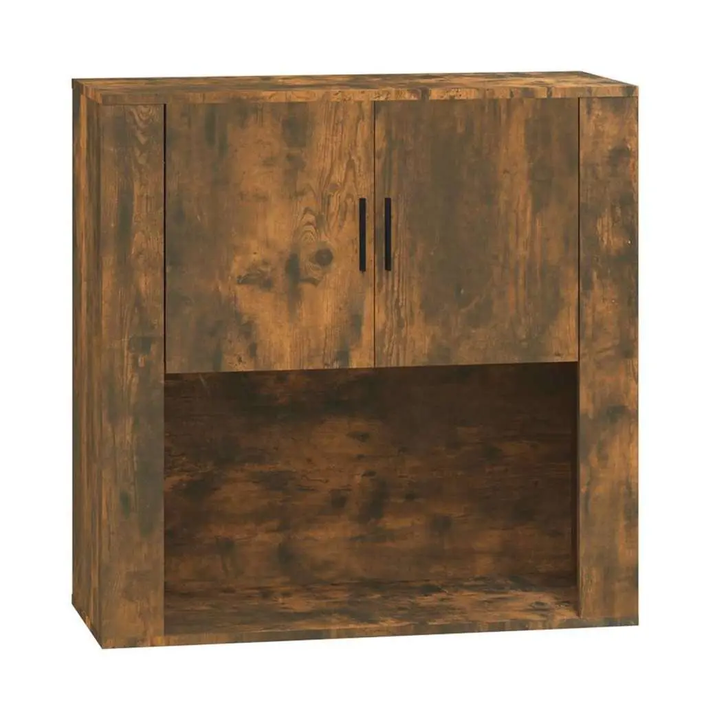 Wall Cabinet Hanging Storage Smoked Oak Engineered Wood 80x33x80 cm Organiser