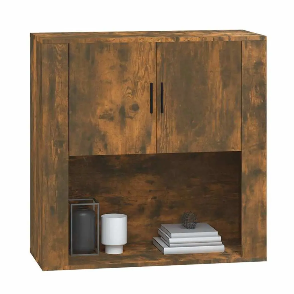 Wall Cabinet Hanging Storage Smoked Oak Engineered Wood 80x33x80 cm Organiser