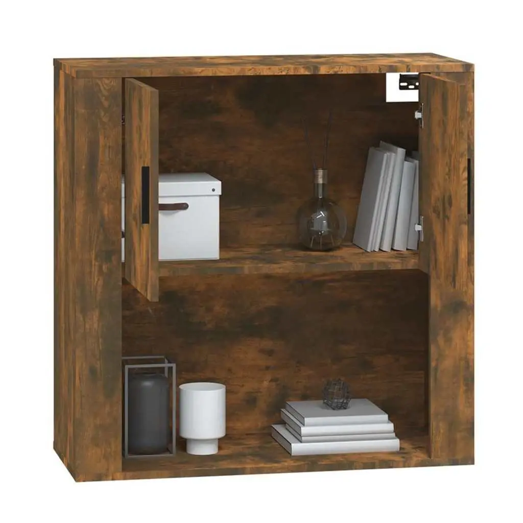 Wall Cabinet Hanging Storage Smoked Oak Engineered Wood 80x33x80 cm Organiser