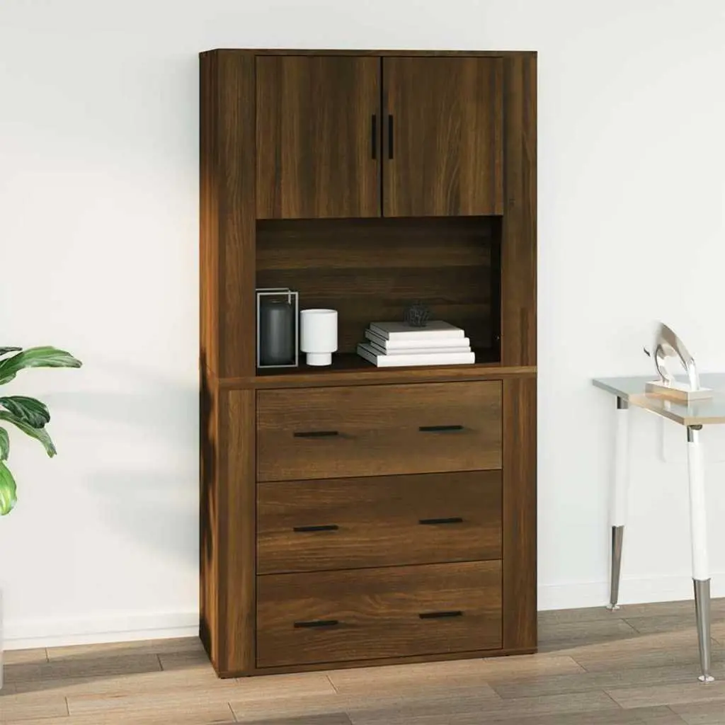 Wall Cabinet Brown Oak 80x33x80 cm Engineered Wood Wall-mounted Storage Organiser