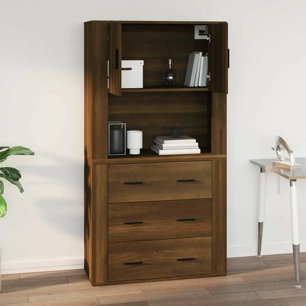 Wall Cabinet Brown Oak 80x33x80 cm Engineered Wood Wall-mounted Storage Organiser