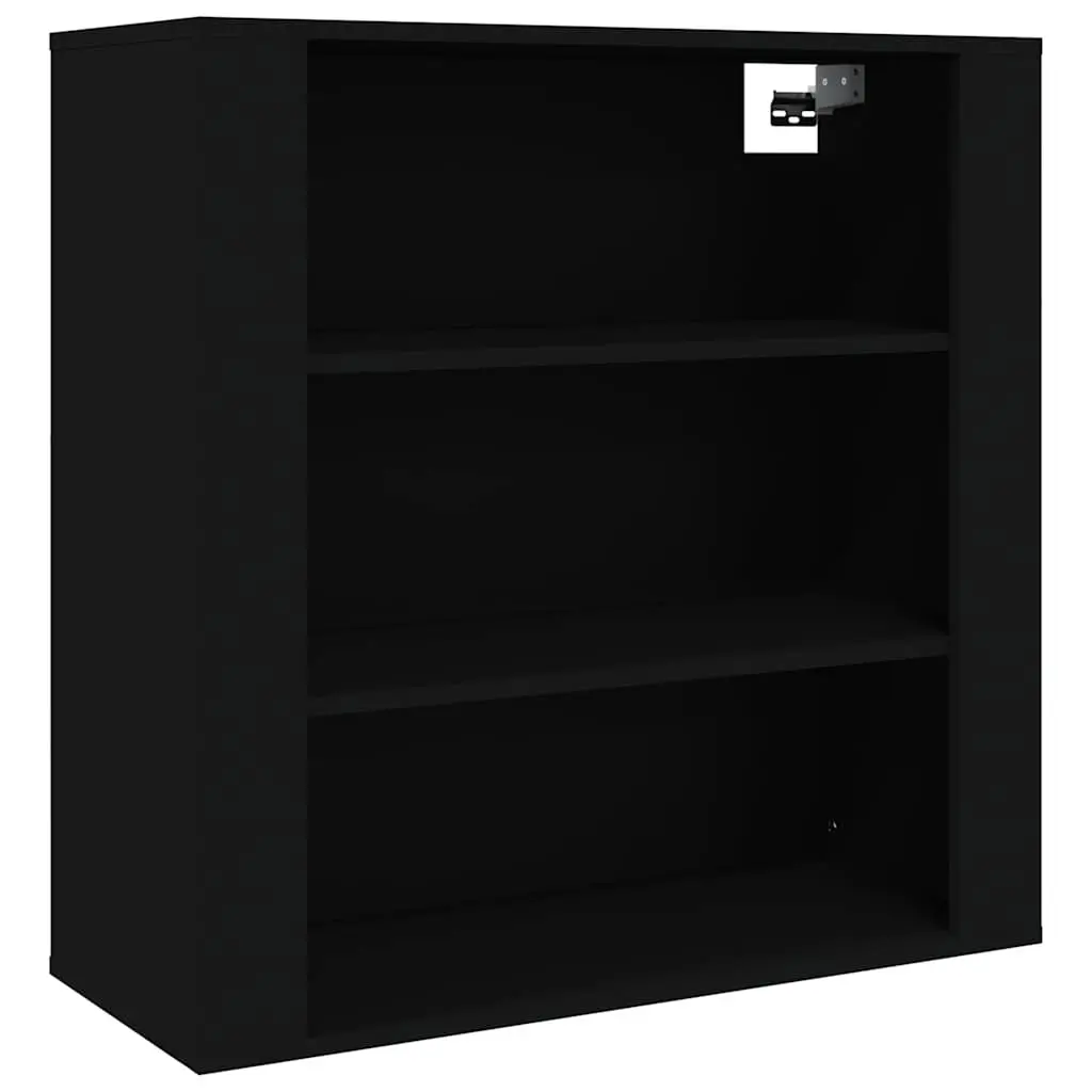 Wall Cabinet Black 80x33x80 cm Storage Organiser 3 Shelves Engineered Wood
