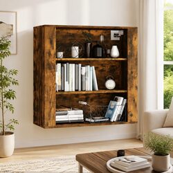 Streamlined Brown Wall Cabinet with Storage Shelves