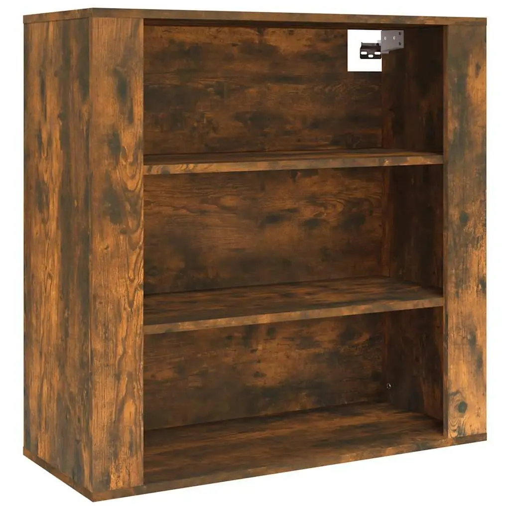 Wall Cabinet Brown Engineered Wood 80x33x80cm 3 Shelves Wall-Mounted Storage Organiser