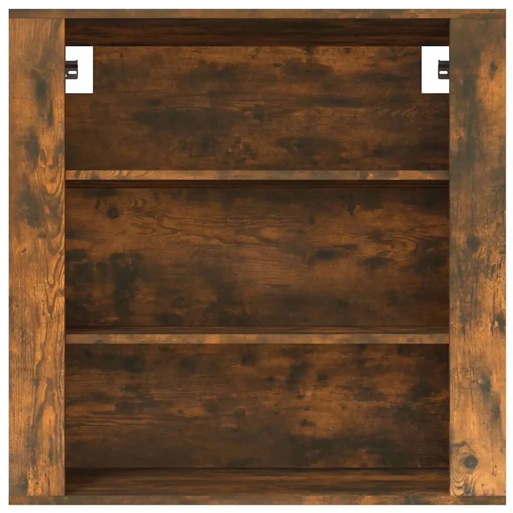 Wall Cabinet Brown Engineered Wood 80x33x80cm 3 Shelves Wall-Mounted Storage Organiser
