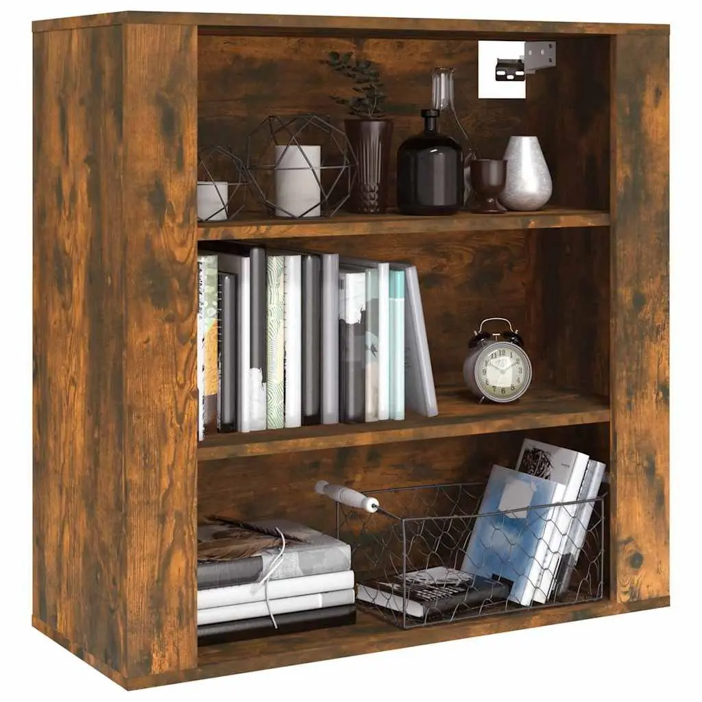 Wall Cabinet Brown Engineered Wood 80x33x80cm 3 Shelves Wall-Mounted Storage Organiser