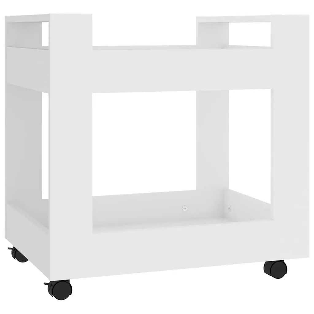 Desk Trolley White 60x45x60 cm Open Shelves Rolling Casters