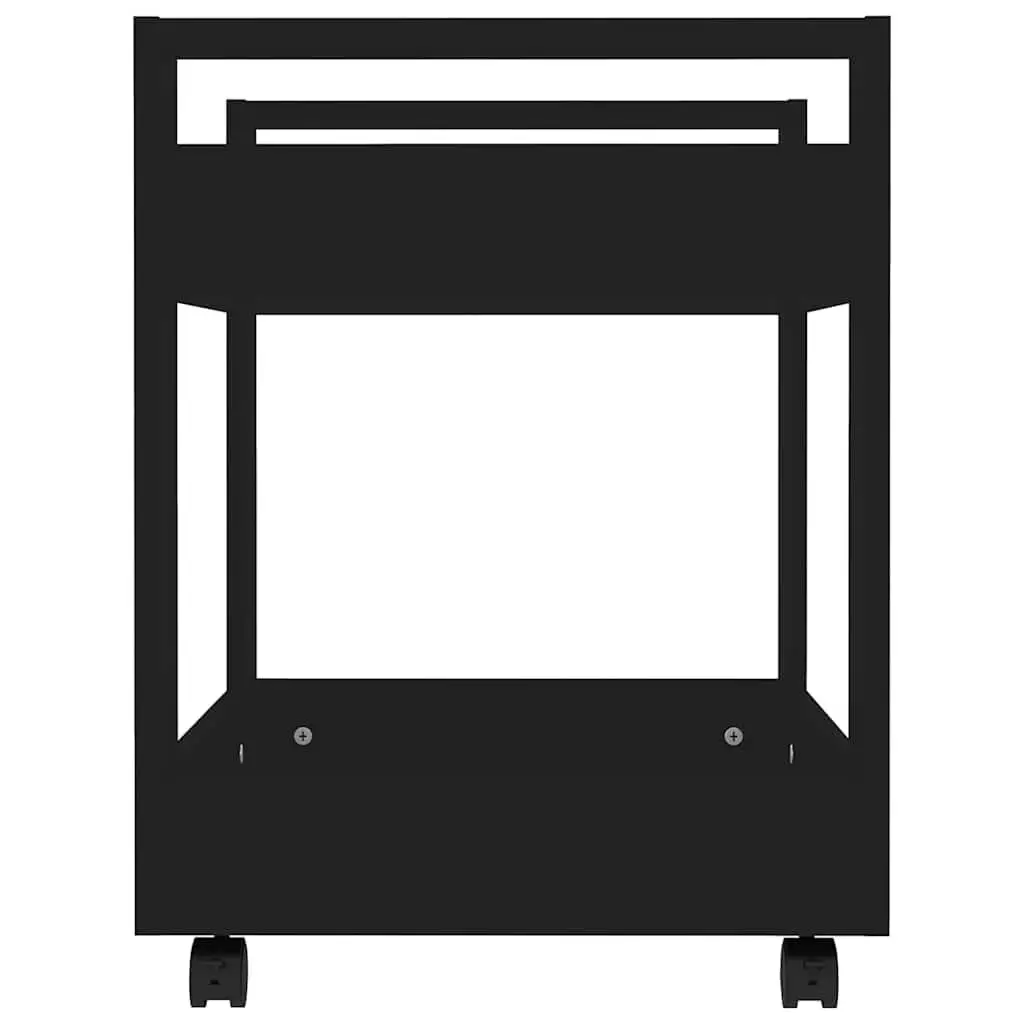 Desk Trolley Black 60x45x60cm Engineered Wood Rolling Storage Shelves Casters