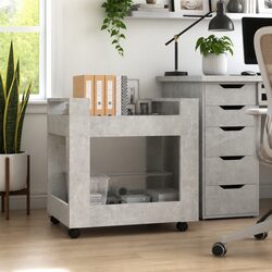 Grey Desk Trolley with Rolling Castors