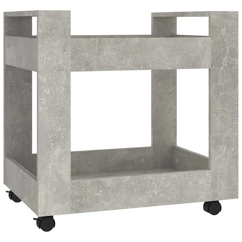 Storage Cart Grey 60x45x60cm with Two Open Shelves and Four Castors for Organizing Office Supplies and Everyday Items