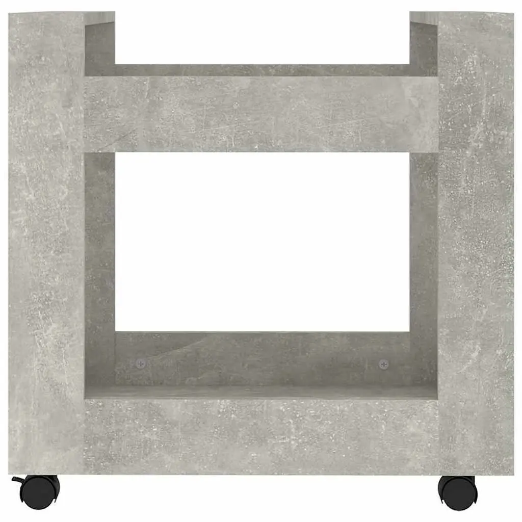 Storage Cart Grey 60x45x60cm with Two Open Shelves and Four Castors for Organizing Office Supplies and Everyday Items
