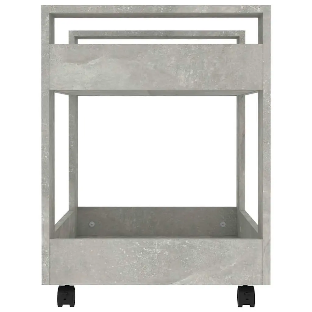 Storage Cart Grey 60x45x60cm with Two Open Shelves and Four Castors for Organizing Office Supplies and Everyday Items