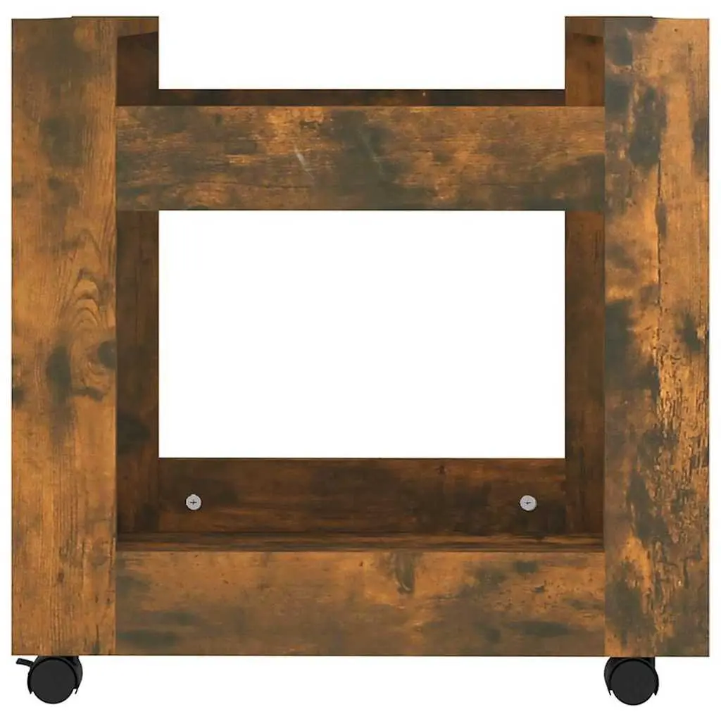 Desk Trolley Brown 60x45x60 cm Open Shelves Mobile Casters