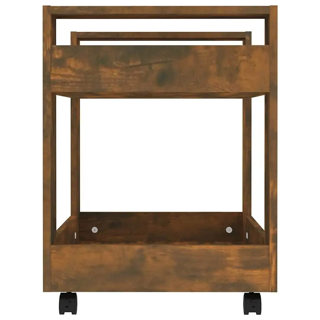 Desk Trolley Brown 60x45x60 cm Open Shelves Mobile Casters