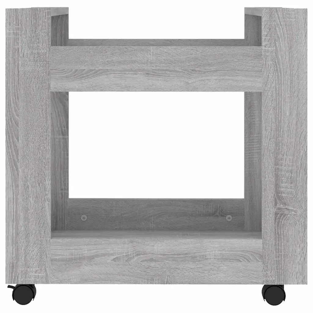Desk Trolley Grey Sonoma 2 Shelf Engineered Wood Rolling Casters Mobile Office
