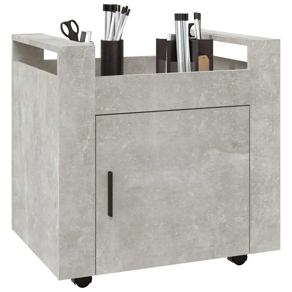 Desk Trolley Grey 60x45x60cm Engineered Wood Mobile Storage Cabinet with Casters