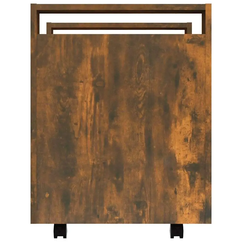 Desk Trolley Brown Engineered Wood Office Storage Unit with Door and Casters