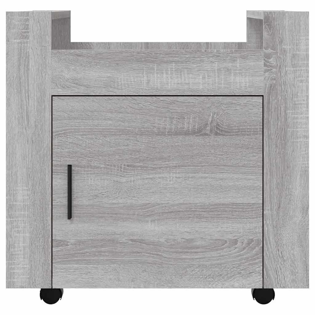 Mobile Storage Cabinet Grey Desk Trolley with Door and Wheels Engineered Wood 60Wx45Dx60Hcm Office Organizer