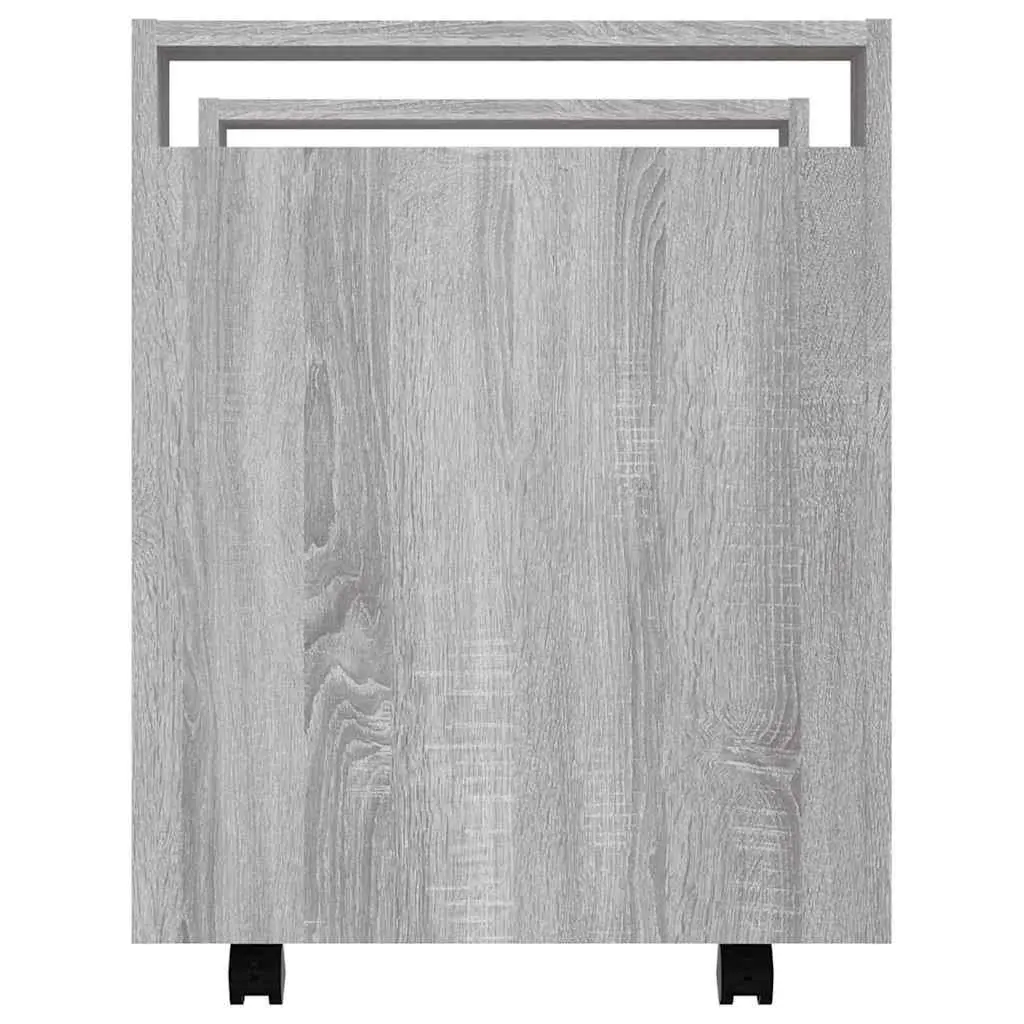 Mobile Storage Cabinet Grey Desk Trolley with Door and Wheels Engineered Wood 60Wx45Dx60Hcm Office Organizer