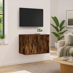 Compact and Sturdy Brown Wall Mounted TV Cabinet