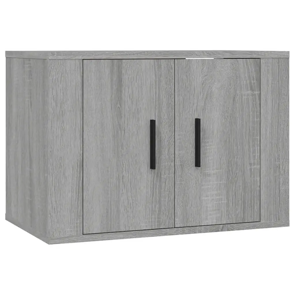 Wall Mounted TV Cabinet Grey Storage Unit Media Shelving Compartment