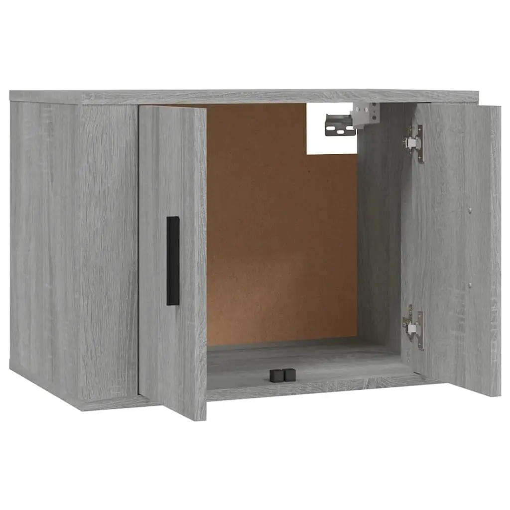 Wall Mounted TV Cabinet Grey Storage Unit Media Shelving Compartment