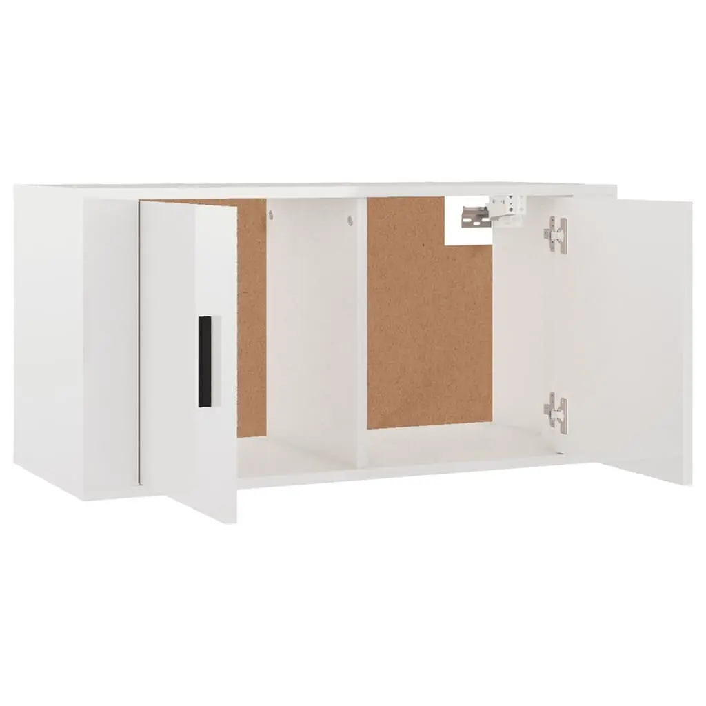Wall Mounted TV Cabinet White High Gloss Media Storage Unit 80x34.5x40cm