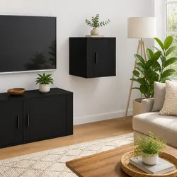 Efficient Black Wall Mounted TV Cabinet for Organizing