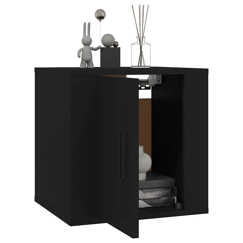 Wall Mounted Cabinet Black 40x34.5x40cm Engineered Wood Storage Unit Multi-purpose Display Organiser