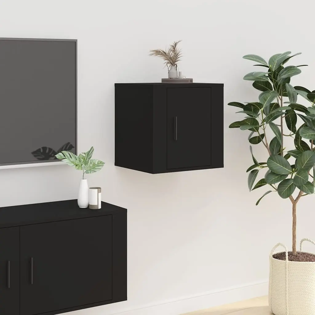 Wall Mounted TV Cabinet Black Storage Unit Media Display Shelves Home Furniture