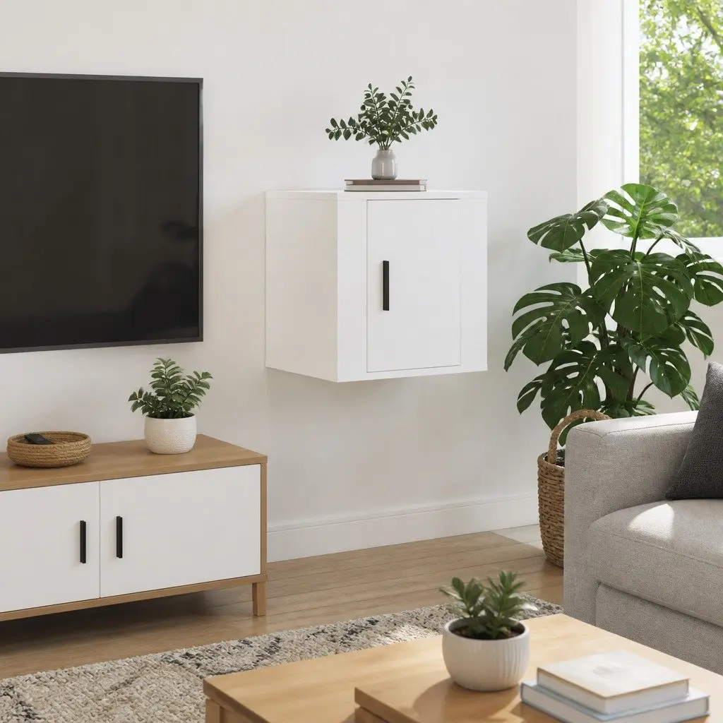 Wall Mounted TV Cabinet in White 40x34.5x40cm