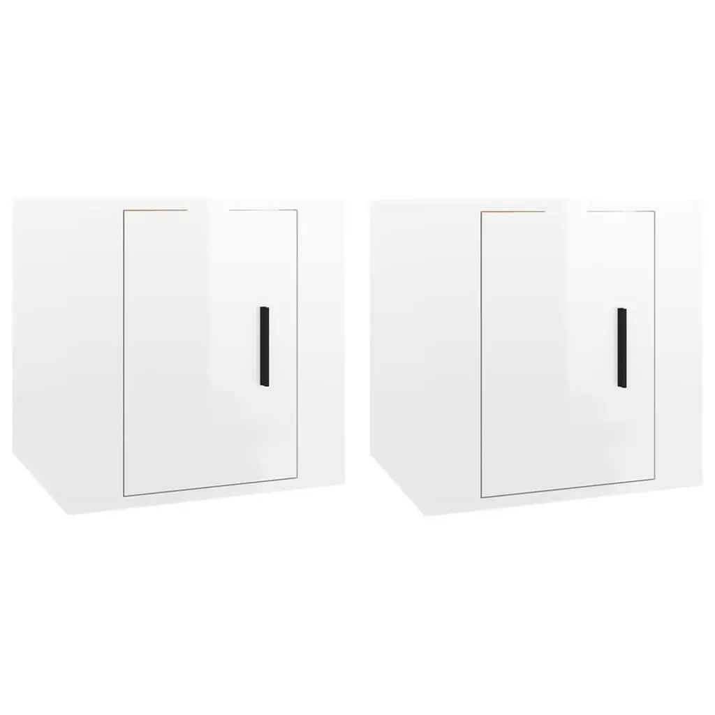 Wall Mounted TV Cabinet in White High Gloss