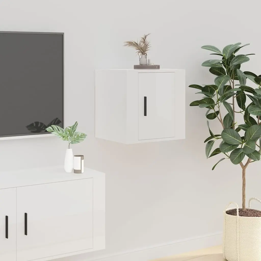 Wall Mounted TV Cabinet in White High Gloss