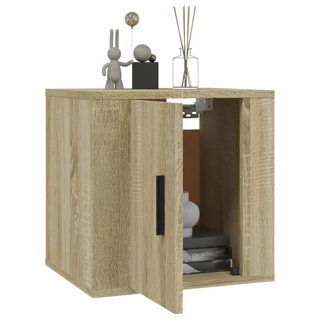 Wall Mounted TV Cabinet Brown Engineered Wood Storage Unit 40x34.5x40cm