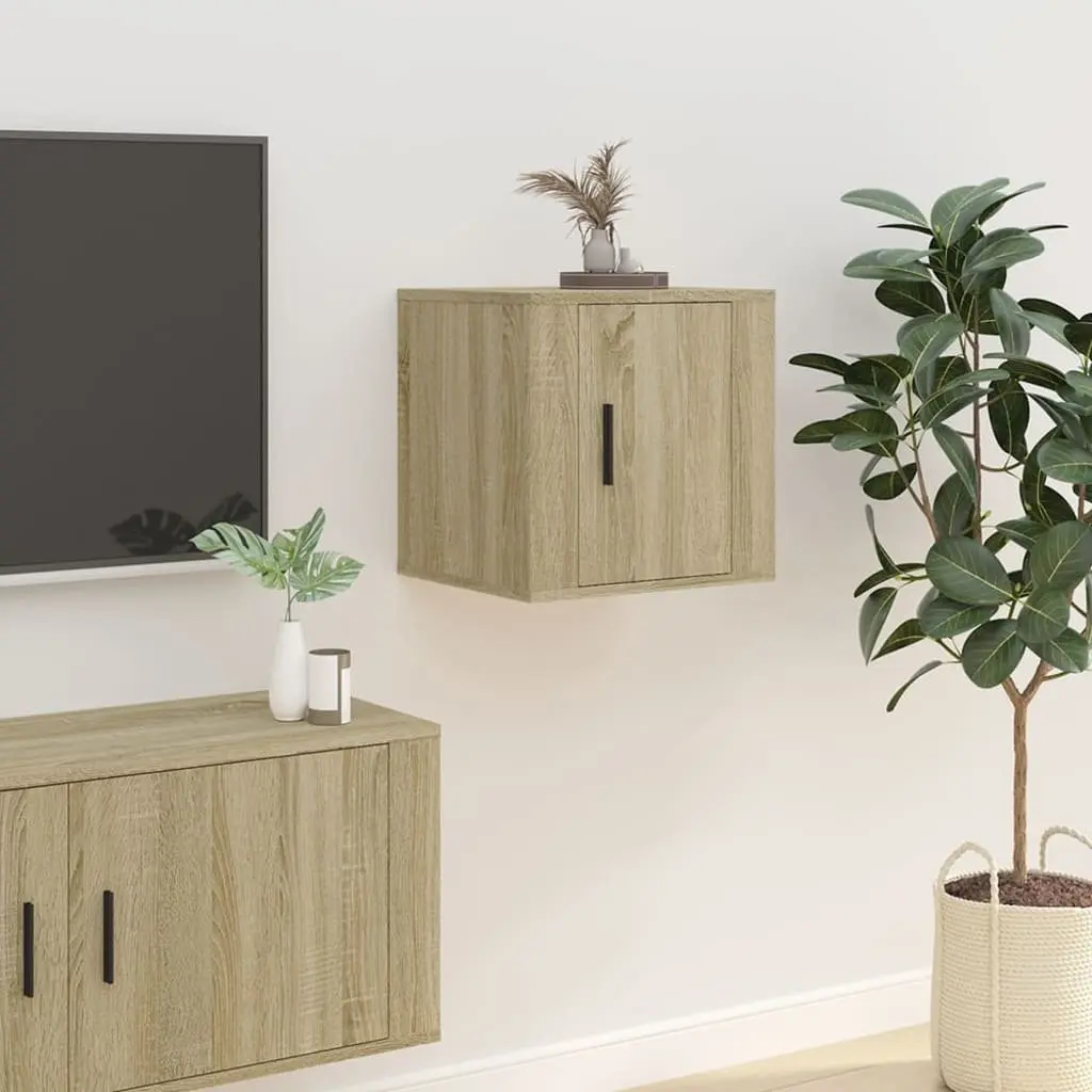 Wall Mounted TV Cabinet Brown Engineered Wood Storage Unit 40x34.5x40cm